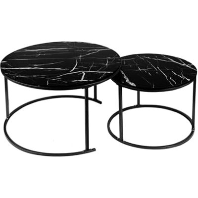 LANTUS Salontafel voor woonkamer, geschikt voor ramen en erker, koffietafel, 2-delig, moderne ronde salontafel, ronde uitschuiftafel, rond, 70 x 70 x 45 cm, zwart LANTUS Salontafel voor woonkamer, geschikt voor ramen en erker, koffietafel, 2-delig, moderne ronde salontafel, ronde uitschuiftafel, rond, 70 x 70 x 45 cm, zwart