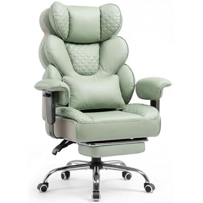 COMHOMA Ergonomische gaming- en bureaustoel, groen, 180 kg, lendensteun en voetensteun, verstelbare rugleuning, 150 graden kantelbaar, hybride design, kunstleer en mesh, grote stabiele stuurstoel COMHOMA Ergonomische gaming- en bureaustoel, groen, 180 kg, lendensteun en voetensteun, verstelbare rugleuning, 150 graden kantelbaar, hybride design, kunstleer en mesh, grote stabiele stuurstoel