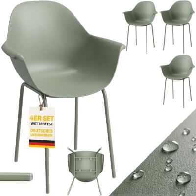 Outsunny 4 tuinstoelen met armleuningen en rugleuning, groen Outsunny 4 tuinstoelen met armleuningen en rugleuning, groen
