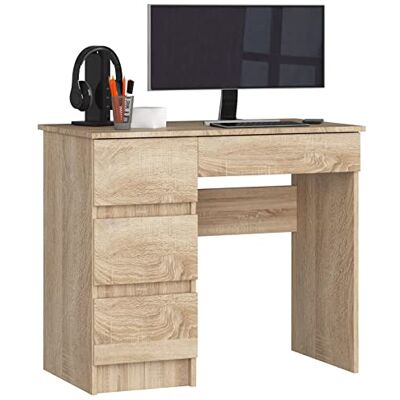 AKORD Bureau A7 90 cm 4 laden links Voor thuis en op kantoor Voor het werk 90 x 77 x 50 cm (b x h x d) Gewicht 30,5 kg Sonoma eiken / Sonoma eiken AKORD Bureau A7 90 cm 4 laden links Voor thuis en op kantoor Voor het werk 90 x 77 x 50 cm (b x h x d) Gewicht 30,5 kg Sonoma eiken / Sonoma eiken