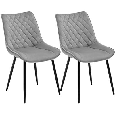 WOLTU BH209hgr-2 Eetkamerstoelen, set van 2 stuks, keukenstoelen, zitting van fluweel, metalen poten, lichtgrijs WOLTU BH209hgr-2 Eetkamerstoelen, set van 2 stuks, keukenstoelen, zitting van fluweel, metalen poten, lichtgrijs
