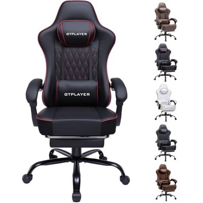 GTPLAYER Gamingstoel, ergonomische bureaustoel, draaibare en in hoogte verstelbare zitting met gesynchroniseerde armleuningen, lendenkussen, hoofdkussen en extra dikke zitting GTPLAYER Gamingstoel, ergonomische bureaustoel, draaibare en in hoogte verstelbare zitting met gesynchroniseerde armleuningen, lendenkussen, hoofdkussen en extra dikke zitting