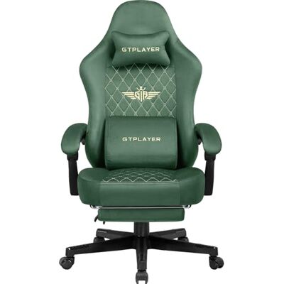 GTPLAYER Gamingstoel, stof, gamestoel, ergonomisch, bureau, pc-stoel, 153 kg, verstelbare en draaibare tafelstoel met veerzitkussen en voetensteun, groen GTPLAYER Gamingstoel, stof, gamestoel, ergonomisch, bureau, pc-stoel, 153 kg, verstelbare en draaibare tafelstoel met veerzitkussen en voetensteun, groen