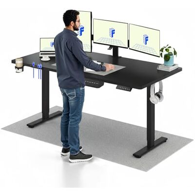 FLEXISPOT Basic Plus In hoogte verstelbaar bureau 140 x 60 cm, 4 geheugenhoogtefuncties, ergonomisch bureau met anti-botsingsfunctie, zwart FLEXISPOT Basic Plus In hoogte verstelbaar bureau 140 x 60 cm, 4 geheugenhoogtefuncties, ergonomisch bureau met anti-botsingsfunctie, zwart