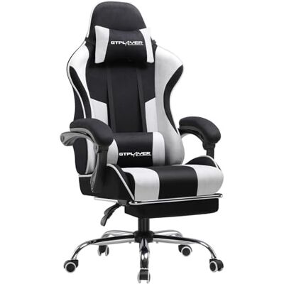 GTPLAYER Ergonomische gamingstoel, gamingstoel, bureaustoel, gamingstoel met rugleuning 135 graden, in hoogte verstelbaar, intrekbare poten, zitting, stof GTPLAYER Ergonomische gamingstoel, gamingstoel, bureaustoel, gamingstoel met rugleuning 135 graden, in hoogte verstelbaar, intrekbare poten, zitting, stof