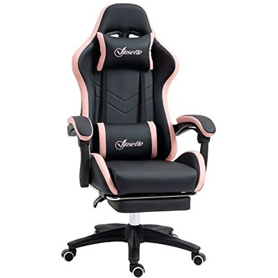 Vinsetto Ergonomische gamingstoel, telescopische voetensteun, roze Vinsetto Ergonomische gamingstoel, telescopische voetensteun, roze