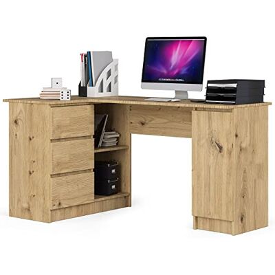 AKORD Computerbureau B-20 L 155 x H 77 x D 85 60 kg 3 laden 2 planken met deur groot slaapkamerbureau PC bureau tafel ambachtelijke eik AKORD Computerbureau B-20 L 155 x H 77 x D 85 60 kg 3 laden 2 planken met deur groot slaapkamerbureau PC bureau tafel ambachtelijke eik
