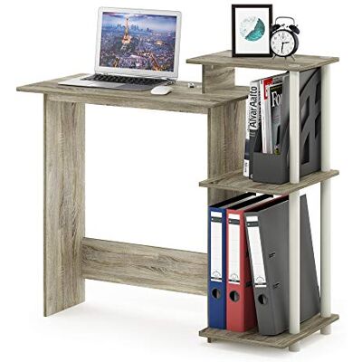 Furinno Efficient Home Laptopbureau, bureau, schrijftafel, sonoma eiken/wit Furinno Efficient Home Laptopbureau, bureau, schrijftafel, sonoma eiken/wit