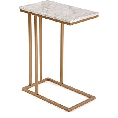 Versa Padue Moderne bijzettafel voor woonkamer, slaapkamer of keuken, afmetingen (H x B x B) 61 x 26 x 46 cm, hout en metaal, marmer en goud Versa Padue Moderne bijzettafel voor woonkamer, slaapkamer of keuken, afmetingen (H x B x B) 61 x 26 x 46 cm, hout en metaal, marmer en goud