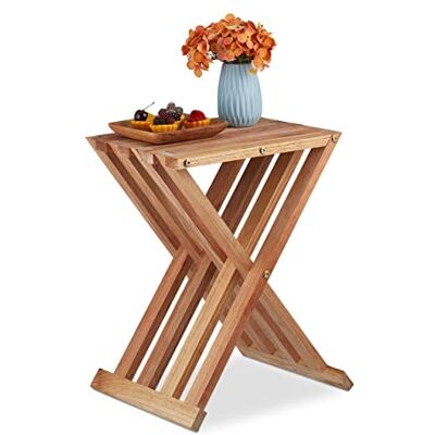 Relaxdays Klaptafel walnoothout, woonkamer, balkon en terras, 44,5 x 34 x 28 cm (h x b x d), opvouwbare bijzettafel, naturel Relaxdays Klaptafel walnoothout, woonkamer, balkon en terras, 44,5 x 34 x 28 cm (h x b x d), opvouwbare bijzettafel, naturel