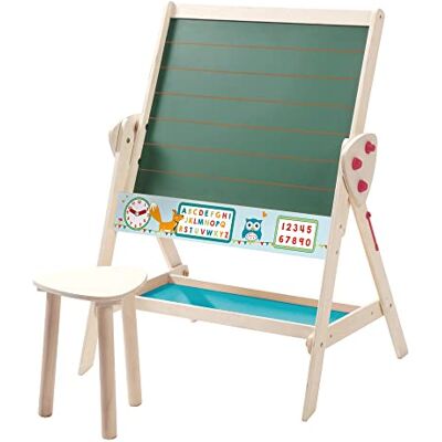 roba Tafel en zitset voor kinderen, bord voor kinderen, transformeerbaar in een tafelstoelset, schrijfbord, natuurlijk hout roba Tafel en zitset voor kinderen, bord voor kinderen, transformeerbaar in een tafelstoelset, schrijfbord, natuurlijk hout