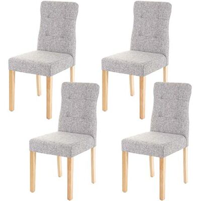 Mendler Set van 4 eetkamerstoelen HWC-E58 stof/textiel grijs, lichte poten Mendler Set van 4 eetkamerstoelen HWC-E58 stof/textiel grijs, lichte poten