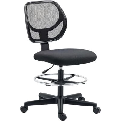 Vinsetto Ergonomische Bureaustoel, voetensteun, 360° draaibaar, zwart Bureaustoel, tekenstoel van mesh, in hoogte verstelbaar, gebogen rugleuning, voor studio, werk thuis Vinsetto Ergonomische Bureaustoel, voetensteun, 360° draaibaar, zwart Bureaustoel, tekenstoel van mesh, in hoogte verstelbaar, gebogen rugleuning, voor studio, werk thuis