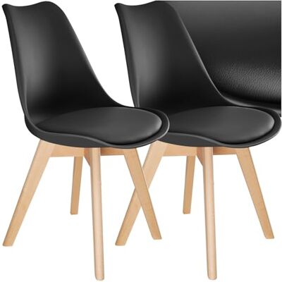 tectake ® Set van 2 keukenstoelen, eetkamerstoelen met moderne lijnen, ergonomische zitting, duurzame en comfortabele materialen, ideaal voor elke ruimte, zwart tectake ® Set van 2 keukenstoelen, eetkamerstoelen met moderne lijnen, ergonomische zitting, duurzame en comfortabele materialen, ideaal voor elke ruimte, zwart