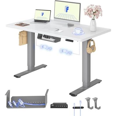 FLEXISPOT In hoogte verstelbaar bureau met 2 motoren en 25 mm eendelig tafelblad, ergonomische bureautafel, 120 x 60 cm, wit FLEXISPOT In hoogte verstelbaar bureau met 2 motoren en 25 mm eendelig tafelblad, ergonomische bureautafel, 120 x 60 cm, wit