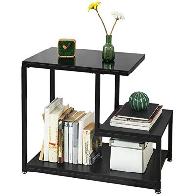 SoBuy FBT65-Sch Bankpunt, bijzettafel, salontafel, met 3 opbergplanken, zwart SoBuy FBT65-Sch Bankpunt, bijzettafel, salontafel, met 3 opbergplanken, zwart