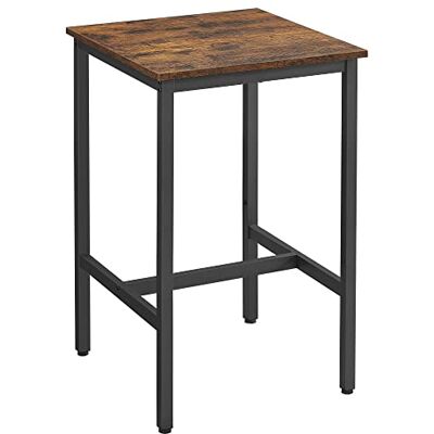VASAGLE Hoge tafel, vierkante bartafel, stalen frame, 60 x 60 x 92 cm, eenvoudige montage, voor keuken, woonkamer, industriële stijl, rustiek bruin en zwart LBT25X VASAGLE Hoge tafel, vierkante bartafel, stalen frame, 60 x 60 x 92 cm, eenvoudige montage, voor keuken, woonkamer, industriële stijl, rustiek bruin en zwart LBT25X