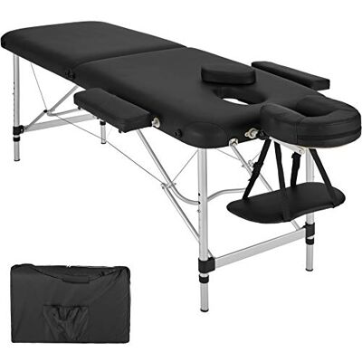 tectake Massagetafel, inklapbaar, professionele 2 zones, aluminium, massagebed, esthetische tattoo-tafel, draagbaar met armsteun, inclusief draagtas, zwart tectake Massagetafel, inklapbaar, professionele 2 zones, aluminium, massagebed, esthetische tattoo-tafel, draagbaar met armsteun, inclusief draagtas, zwart