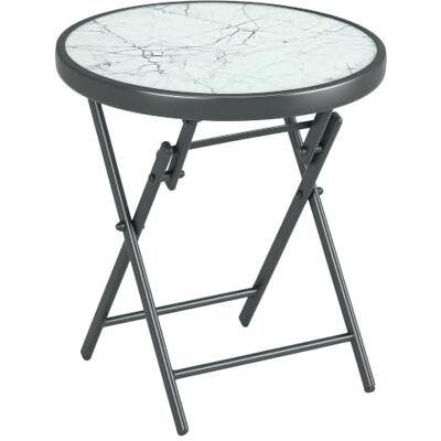 Outsunny Salontafel, inklapbaar, bistrotafel, buiten, rond, 45 cm, wit Kleine bijzettafel, metalen structuur, buiten, voor terras, balkon, Jarin Outsunny Salontafel, inklapbaar, bistrotafel, buiten, rond, 45 cm, wit Kleine bijzettafel, metalen structuur, buiten, voor terras, balkon, Jarin
