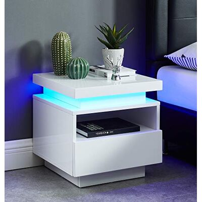 BAÏTA Cosmos Nachtkastje met LED, gelakt, wit, 40 cm BAÏTA Cosmos Nachtkastje met LED, gelakt, wit, 40 cm