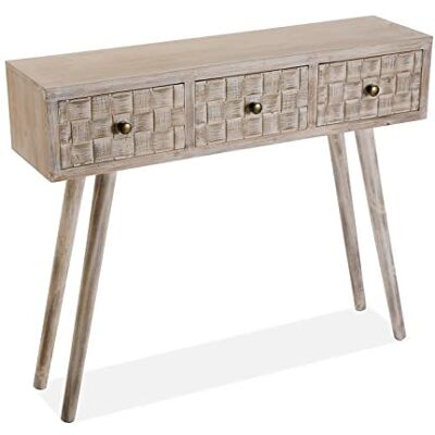 Versa Anish houten kast met 3 laden, 81,5 x 25 x 97 cm, bruin en grijs Versa Anish houten kast met 3 laden, 81,5 x 25 x 97 cm, bruin en grijs