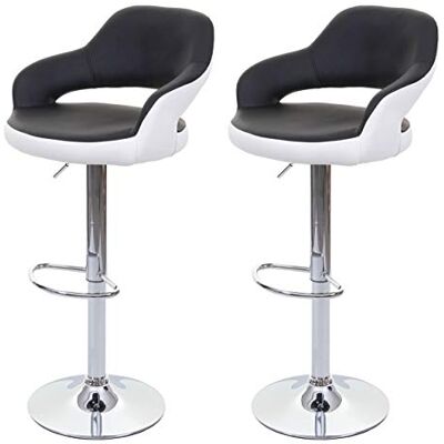 Mendler 2 x barkruk HWC-F16 kunstleer, zwart/wit Mendler 2 x barkruk HWC-F16 kunstleer, zwart/wit