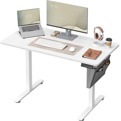 SONGMICS Elektrisch zit/sta-bureau, in hoogte verstelbaar, 60 x 120 x (72-120 cm), 4 op te slaan hoogte-instellingen, opbergtas, voor kantoor, wolkenwit LSD132W01 SONGMICS Elektrisch zit/sta-bureau, in hoogte verstelbaar, 60 x 120 x (72-120 cm), 4 op te slaan hoogte-instellingen, opbergtas, voor kantoor, wolkenwit LSD132W01
