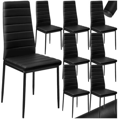 tectake ® Eetkamerstoelen, modern, ergonomisch, gevoerd, comfortabel, design, van kunstleer, meubels, woonkamer, met stalen poten, voor woonkamer, kaptafel, slaapkamer, 8 stuks tectake ® Eetkamerstoelen, modern, ergonomisch, gevoerd, comfortabel, design, van kunstleer, meubels, woonkamer, met stalen poten, voor woonkamer, kaptafel, slaapkamer, 8 stuks
