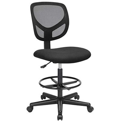 SONGMICS Bureaustoel, ergonomische werkkruk, zithoogte 55-75 cm, hoge werkstoel met verstelbare voetsteun, belastbaar tot 120 kg, zwart OBN15BK Sans Accoudoirs, avec Repose-Pieds Réglable, Dossier Ergonomique, Noir, Collection KIME OBN15BK SONGMICS Bureaustoel, ergonomische werkkruk, zithoogte 55-75 cm, hoge werkstoel met verstelbare voetsteun, belastbaar tot 120 kg, zwart OBN15BK Sans Accoudoirs, avec Repose-Pieds Réglable, Dossier Ergonomique, Noir, Collection KIME OBN15BK