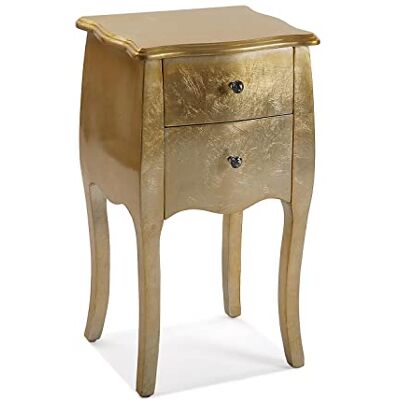 Versa Cagliari Klein nachtkastje van hout voor slaapkamer of woonkamer met 2 laden, afmetingen (H x B x B) 71 x 35 x 40 cm, goudkleurig hout Versa Cagliari Klein nachtkastje van hout voor slaapkamer of woonkamer met 2 laden, afmetingen (H x B x B) 71 x 35 x 40 cm, goudkleurig hout