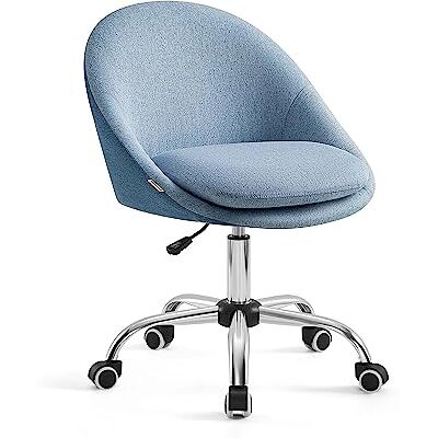 SONGMICS Bureaustoel zonder armleuningen, 1 stuk Stof in linnenlook, in hoogte verstelbaar, 60 x 60 x (83,3-93,3 cm), voor slaapkamer, kaptafel, blauw, collectie LENNA SONGMICS Bureaustoel zonder armleuningen, 1 stuk Stof in linnenlook, in hoogte verstelbaar, 60 x 60 x (83,3-93,3 cm), voor slaapkamer, kaptafel, blauw, collectie LENNA