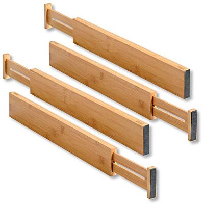 Kesper 1707413 Set van 4 ladeverdelers, lengte verstelbaar van 45,5 tot 55 cm, bruin Kesper 1707413 Set van 4 ladeverdelers, lengte verstelbaar van 45,5 tot 55 cm, bruin