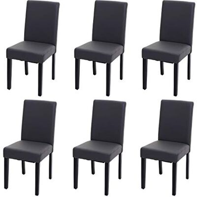 Mendler Littau Set van 6 stoelen kunstleer grijs mat donkere poten Mendler Littau Set van 6 stoelen kunstleer grijs mat donkere poten