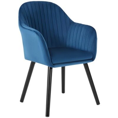 WOLTU Eetkamerstoel van fluweel, oppervlak en poten van zwart hout, relaxstoel, woonkamerstoel, blauw, 1 stuks, BH259bl-1 WOLTU Eetkamerstoel van fluweel, oppervlak en poten van zwart hout, relaxstoel, woonkamerstoel, blauw, 1 stuks, BH259bl-1