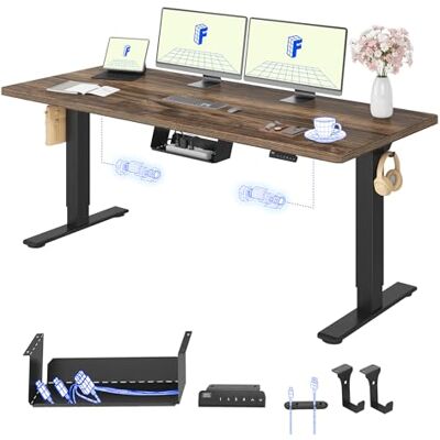 FLEXISPOT In hoogte verstelbaar bureau 180 x 80 cm, 2 motoren, enkel blad 25 mm, geheugen en hoogtescherm, ergonomisch met kabelbeheer, plank onder bureau, haken en kabelbinders FLEXISPOT In hoogte verstelbaar bureau 180 x 80 cm, 2 motoren, enkel blad 25 mm, geheugen en hoogtescherm, ergonomisch met kabelbeheer, plank onder bureau, haken en kabelbinders