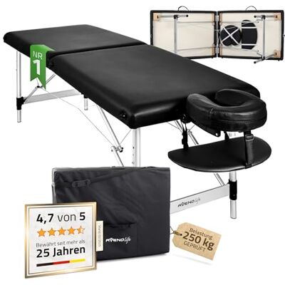 HABYS Nina Massagetafel, inklapbaar, aluminium, 2 zones, massagetafel met complete uitrusting, 165 x 60 x 79 cm, tot 250 kg, hoofdsteun, draagtas, MDR-gecertificeerd, zwart HABYS Nina Massagetafel, inklapbaar, aluminium, 2 zones, massagetafel met complete uitrusting, 165 x 60 x 79 cm, tot 250 kg, hoofdsteun, draagtas, MDR-gecertificeerd, zwart