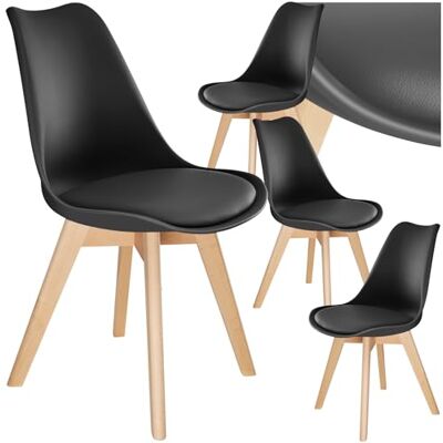 tectake Set van 4 eetkamerstoelen met kuipstoel, moderne keukenstoelen, Scandinavische decoratie voor woonkamer, eetkamer, keuken en kantoor, zwart tectake Set van 4 eetkamerstoelen met kuipstoel, moderne keukenstoelen, Scandinavische decoratie voor woonkamer, eetkamer, keuken en kantoor, zwart