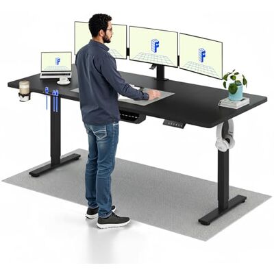 FLEXISPOT Bureau, zittend, staand, 200 x 80 cm, in hoogte verstelbaar bureau met geheugenfunctie, belasting 70 kg, computerbureau met haak, rek en kabeldoorvoer, voor telewerk, zwart FLEXISPOT Bureau, zittend, staand, 200 x 80 cm, in hoogte verstelbaar bureau met geheugenfunctie, belasting 70 kg, computerbureau met haak, rek en kabeldoorvoer, voor telewerk, zwart