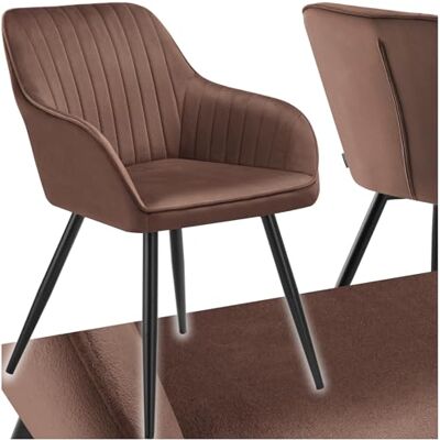 tectake ® Fluwelen stoel met genaaid patroon, fluwelen eetkamerstoel, moderne keukenstoel, comfortabele stoel voor woonkamer, eetkamer, woonkamer of make-uptafel, bruin/zwart tectake ® Fluwelen stoel met genaaid patroon, fluwelen eetkamerstoel, moderne keukenstoel, comfortabele stoel voor woonkamer, eetkamer, woonkamer of make-uptafel, bruin/zwart