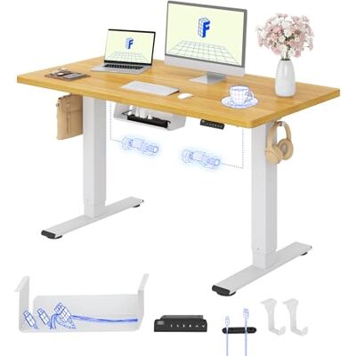 FLEXISPOT In hoogte verstelbaar bureau met 2 motoren en 25 mm eendelig tafelblad, ergonomische bureautafel, 120 x 80 cm, esdoornkleur, witte structuur FLEXISPOT In hoogte verstelbaar bureau met 2 motoren en 25 mm eendelig tafelblad, ergonomische bureautafel, 120 x 80 cm, esdoornkleur, witte structuur