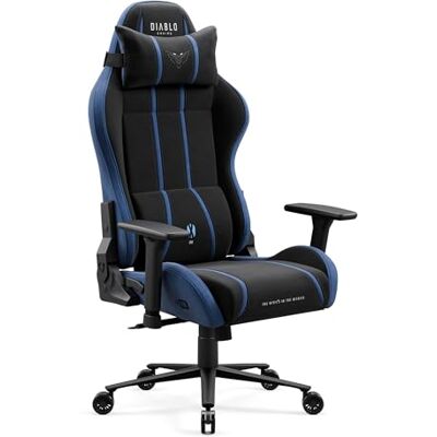 Diablo Gamingstoel, groot, ergonomisch, robuust, tot 160 kg, ademende stof, rugleuning, 140 graden kantelbaar, verstelbare armleuningen, lendensteun, kantoor, comfort Diablo Gamingstoel, groot, ergonomisch, robuust, tot 160 kg, ademende stof, rugleuning, 140 graden kantelbaar, verstelbare armleuningen, lendensteun, kantoor, comfort