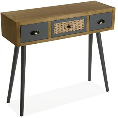 Versa Pandora Smal halmeubel met 3 laden, hout, 79 x 30 x 90 cm, bruin Versa Pandora Smal halmeubel met 3 laden, hout, 79 x 30 x 90 cm, bruin