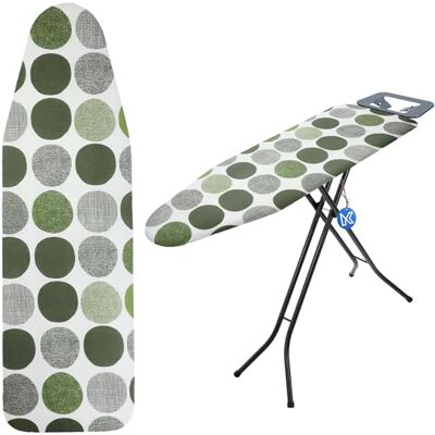 KADAX Strijkplankovertrek met trekkoord, voor sneller strijken, universeel, in 2 maten, katoen, groene cirkel, 120 x 40 cm KADAX Strijkplankovertrek met trekkoord, voor sneller strijken, universeel, in 2 maten, katoen, groene cirkel, 120 x 40 cm