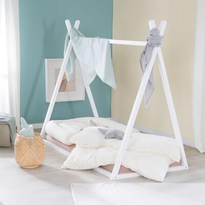 roba Tipi-bed 70 x 140 cm voor kinderen van massief hout, FSC-gecertificeerd, Montessori-vloerbed, Indiaas tentbed, bedframe, hut voor meisjes en jongens, vanaf 12 maanden, wit gelakt roba Tipi-bed 70 x 140 cm voor kinderen van massief hout, FSC-gecertificeerd, Montessori-vloerbed, Indiaas tentbed, bedframe, hut voor meisjes en jongens, vanaf 12 maanden, wit gelakt