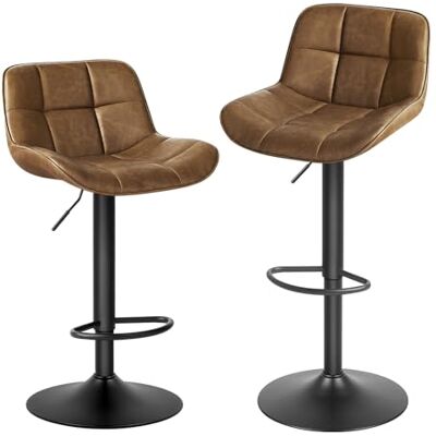 EUGAD Set van 2 moderne barkrukken, keukenkrukken met rugleuning en voetensteun, draaibare en verstelbare hoge stoelen met vintage PU-gevoerde zitting, zithoogte, donkerbruin Tabouret de cuisine avec repose-pieds, chaise haute pivotante, avec siège remb EUGAD Set van 2 moderne barkrukken, keukenkrukken met rugleuning en voetensteun, draaibare en verstelbare hoge stoelen met vintage PU-gevoerde zitting, zithoogte, donkerbruin Tabouret de cuisine avec repose-pieds, chaise haute pivotante, avec siège remb