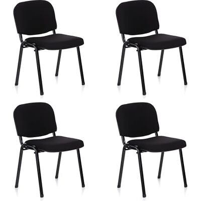 hjh OFFICE 704500 XT 600 Set van 4 vergaderstoelen, stapelbaar, gestoffeerd, metalen frame, stoffen bekleding, zwart hjh OFFICE 704500 XT 600 Set van 4 vergaderstoelen, stapelbaar, gestoffeerd, metalen frame, stoffen bekleding, zwart