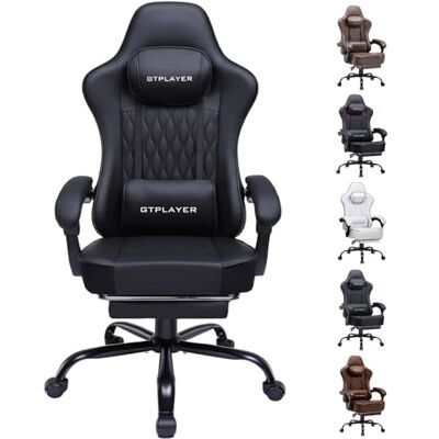 GTPLAYER Ergonomische gamingstoel, bureaustoel, draaibare en in hoogte verstelbare zitting met gesynchroniseerde armleuningen, lendenkussen, hoofdkussen en extra dikke zitting GTPLAYER Ergonomische gamingstoel, bureaustoel, draaibare en in hoogte verstelbare zitting met gesynchroniseerde armleuningen, lendenkussen, hoofdkussen en extra dikke zitting