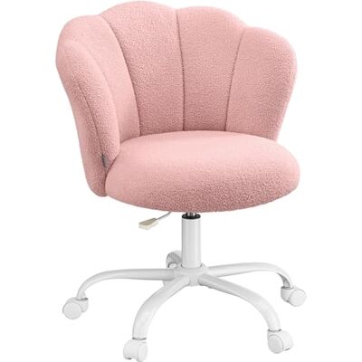 SONGMICS Bureaustoel, draaistoel, make-upstoel voor make-uptafel, fleece, capaciteit 110 kg, rugleuning van bloemblaadjes, in hoogte verstelbaar, voor woonkamer, slaapkamer, jelly pink OBG030SA02 SONGMICS Bureaustoel, draaistoel, make-upstoel voor make-uptafel, fleece, capaciteit 110 kg, rugleuning van bloemblaadjes, in hoogte verstelbaar, voor woonkamer, slaapkamer, jelly pink OBG030SA02