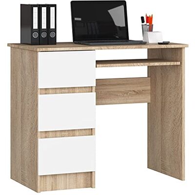 AKORD Bureau A6 90 cm 3 laden links Computerbureau Computerbureau Computerbureau Laptopbureau Bureaukast 90 x 77 x 50 cm (b x h x d) Gewicht: 29,95 kg eiken AKORD Bureau A6 90 cm 3 laden links Computerbureau Computerbureau Computerbureau Laptopbureau Bureaukast 90 x 77 x 50 cm (b x h x d) Gewicht: 29,95 kg eiken