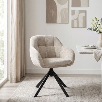 Duhome Eetkamerstoel met armleuningen, 360 graden draaibaar, chenille-stof, make-uptafel, kaptafel, kaki Duhome Eetkamerstoel met armleuningen, 360 graden draaibaar, chenille-stof, make-uptafel, kaptafel, kaki
